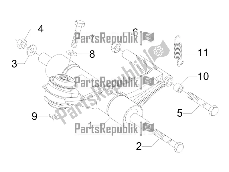 All parts for the Swinging Arm of the Vespa Sprint 50 4 T/3V E2 USA 2019