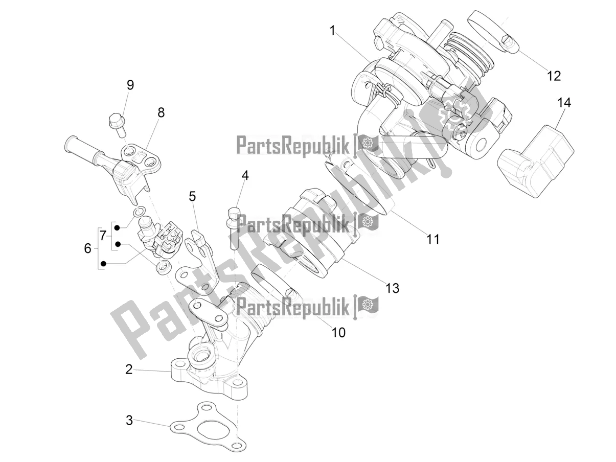 Todas as partes de Throttle Body - Injector - Induction Joint do Vespa Sprint 50 4 T/3V E2 USA 2019