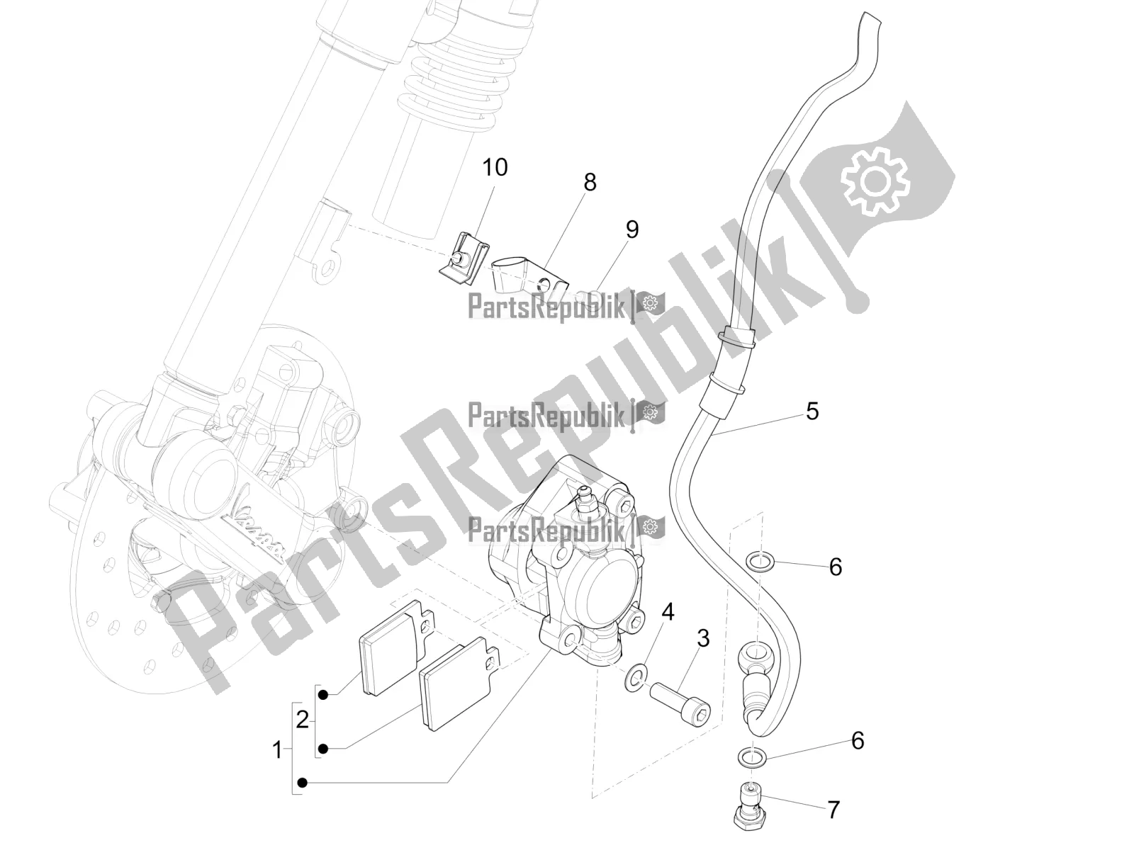 All parts for the Brakes Pipes - Calipers of the Vespa Sprint 50 4 T/3V E2 USA 2020