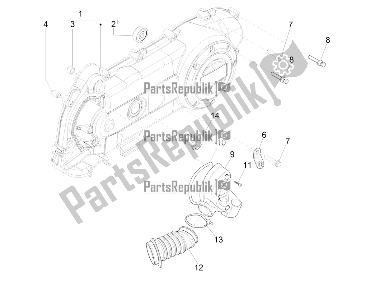 Alle onderdelen voor de Carterafdekking - Carter Koeling van de Vespa Sprint 50 4 T/3V E2 USA 2020