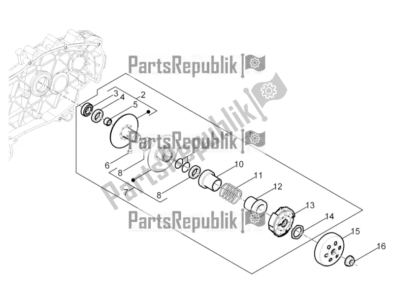 Todas las partes para Polea Conducida de Vespa Sprint 50 4 T/3V E2 USA 2020