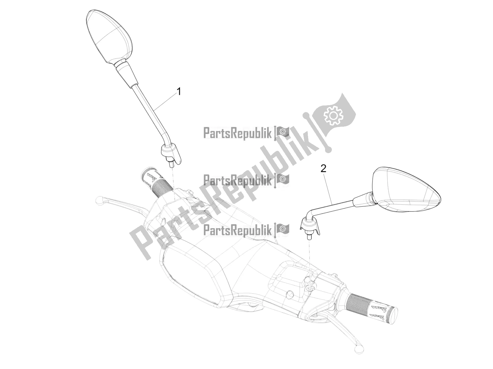 All parts for the Driving Mirror/s of the Vespa Sprint 50 4 T/3V E2 USA 2020