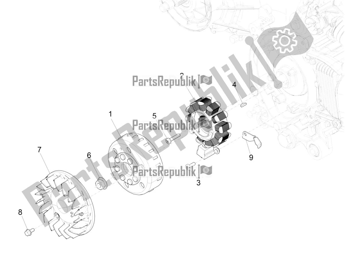 All parts for the Flywheel Magneto of the Vespa Sprint 50 4 T/3V E2 USA 2020