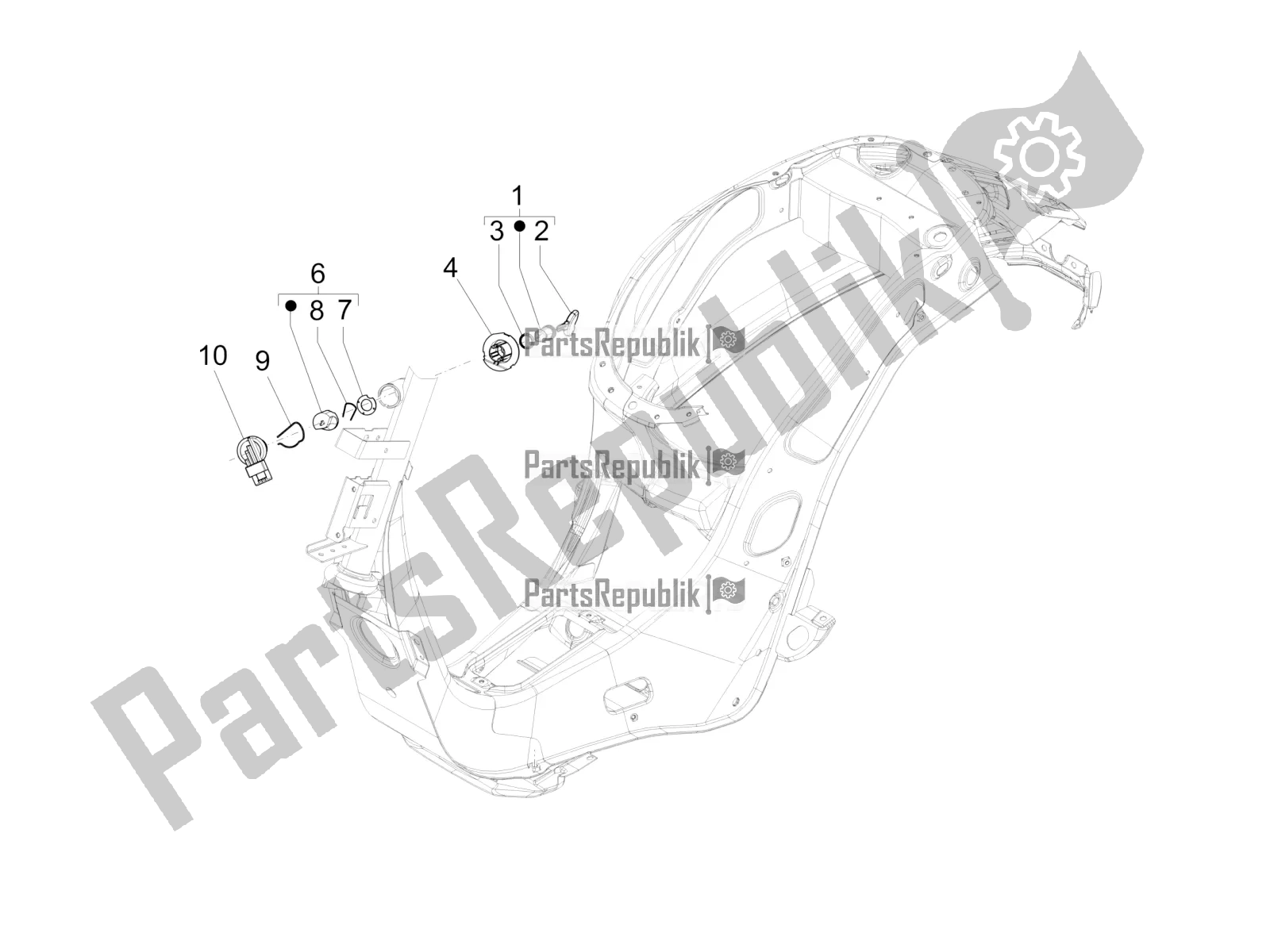 Tutte le parti per il Serrature del Vespa Sprint 50 4 T/3V E2 USA 2020