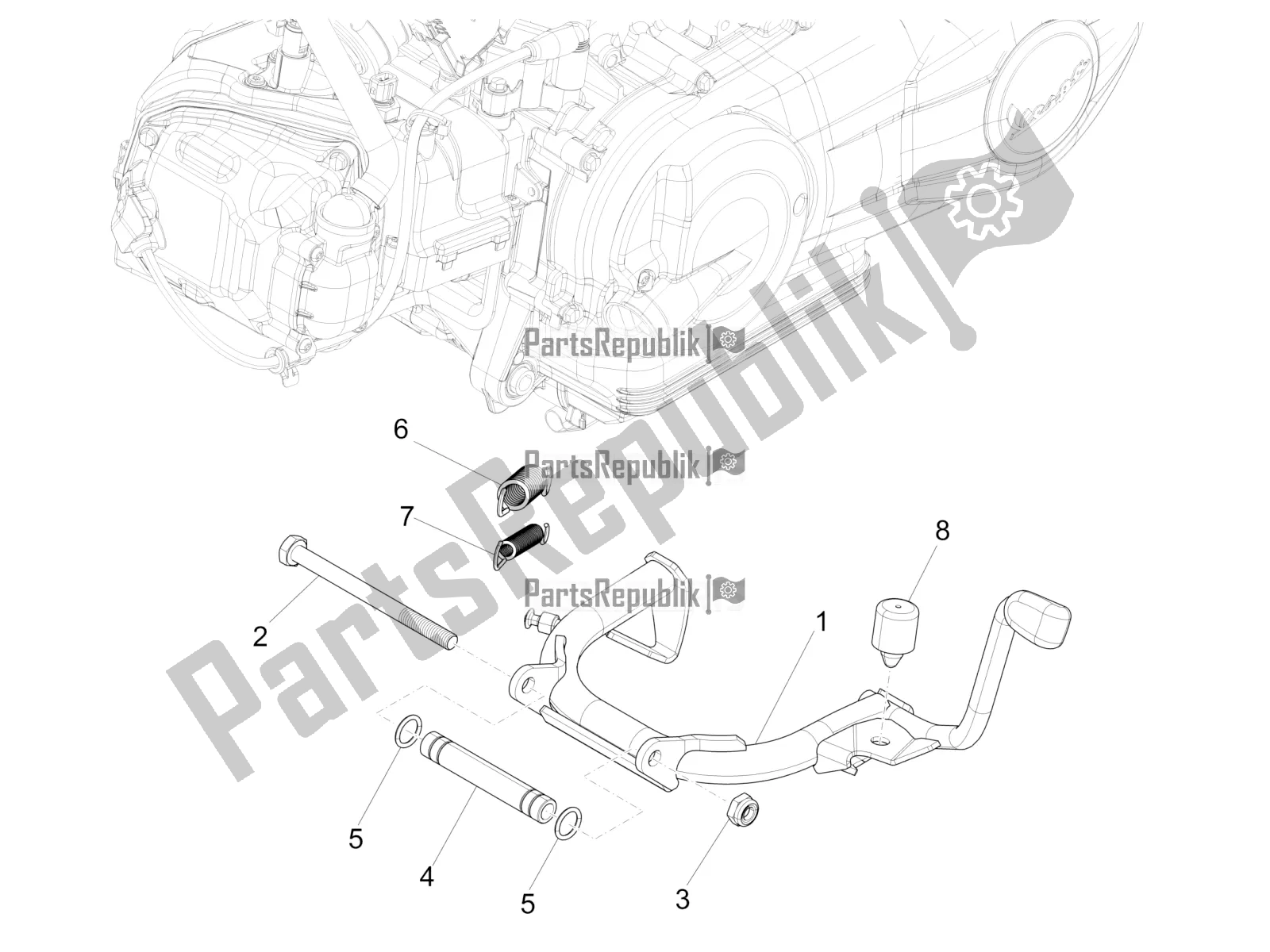 All parts for the Stand/s of the Vespa Sprint 50 4 T/3V E2 USA 2020