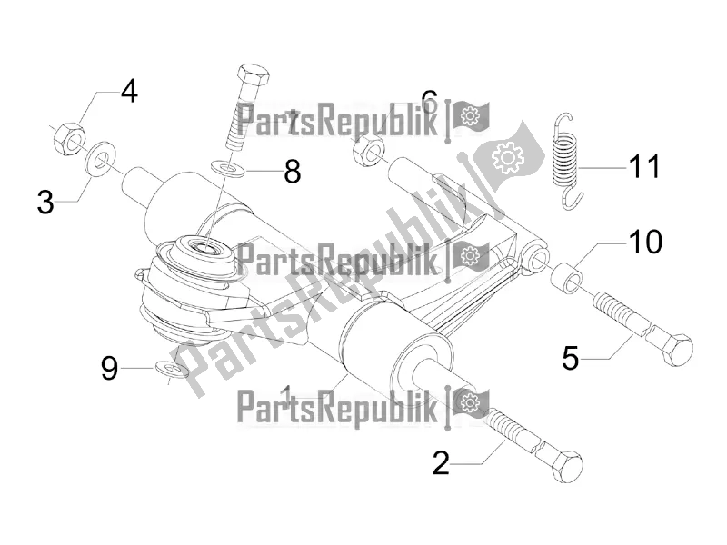 Toutes les pièces pour le Bras Oscillant du Vespa Sprint 50 4 T/3V E2 USA 2020