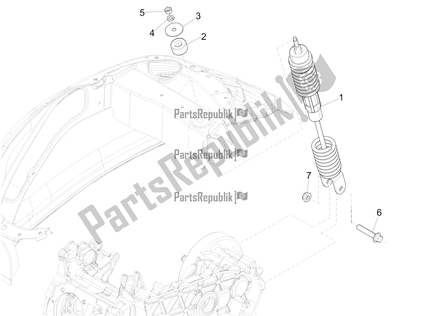All parts for the Rear Suspension - Shock Absorber/s of the Vespa Sprint 50 4 T/3V E2 USA 2021