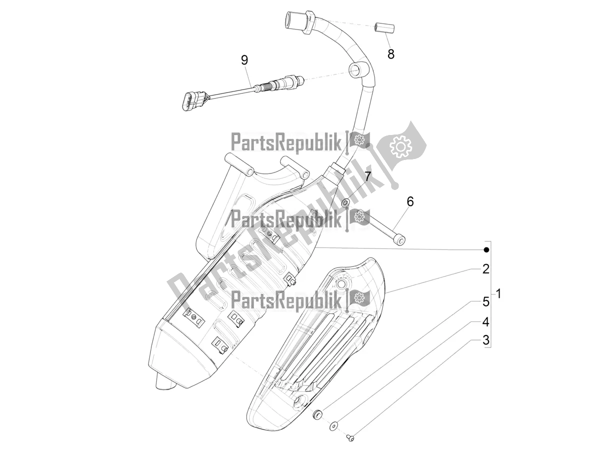Tutte le parti per il Silenziatore del Vespa Sprint 50 4 T/3V E2 USA 2021