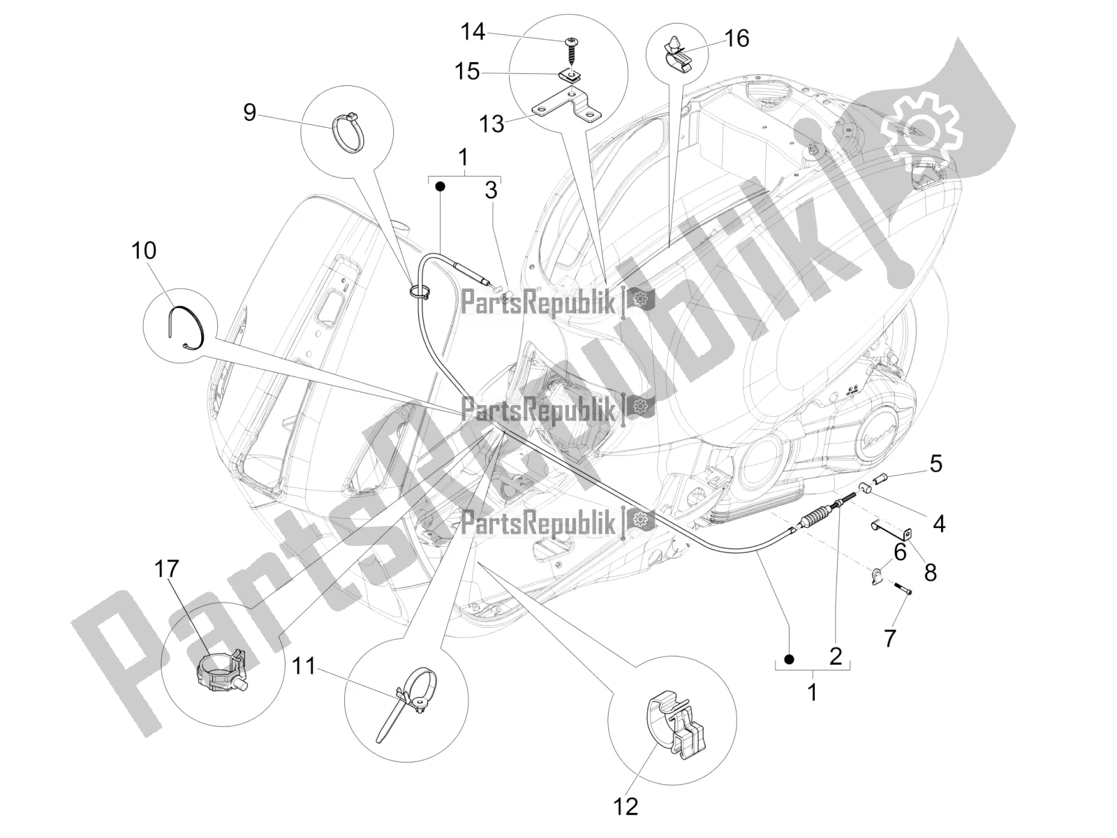 All parts for the Transmissions of the Vespa Sprint 50 4 T/3V E2 USA 2021