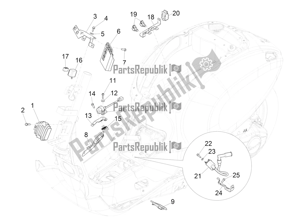 Wszystkie części do Regulatory Napi? Cia - Elektroniczne Jednostki Steruj? Ce (ecu) - H. T. Cewka Vespa Sprint 50 4 T/3V E2 USA 2021