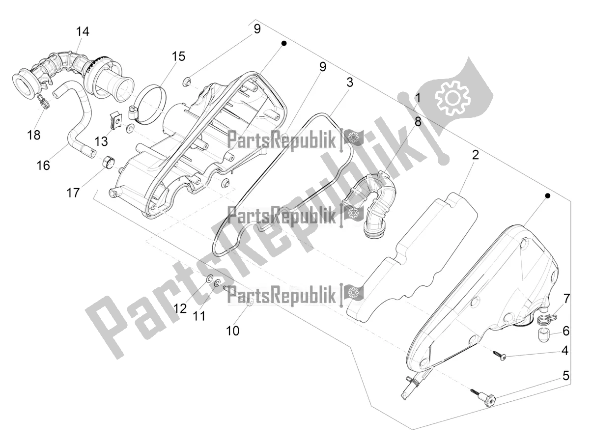 All parts for the Air Filter of the Vespa Sprint 50 4T 3V E4 2020