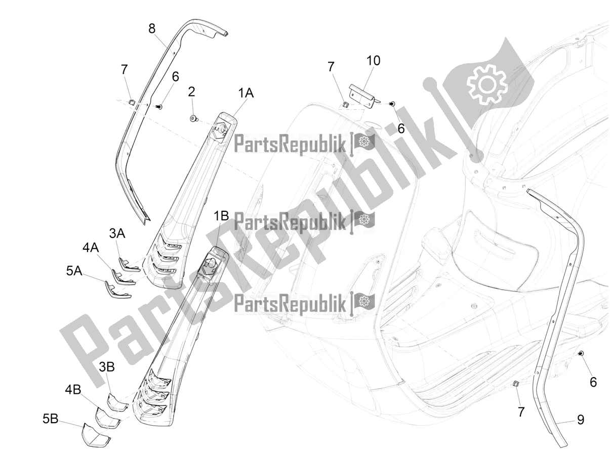 Toutes les pièces pour le Bouclier Avant du Vespa Sprint 50 4T 3V E4 2020