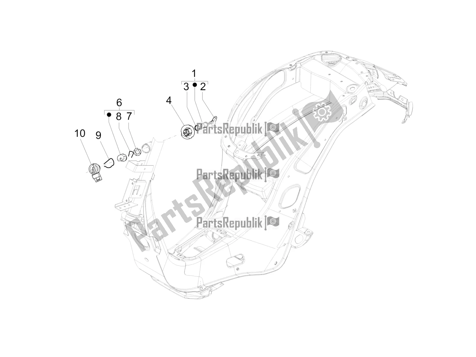 Wszystkie części do Zamki Vespa Sprint 50 4T 3V E4 2020