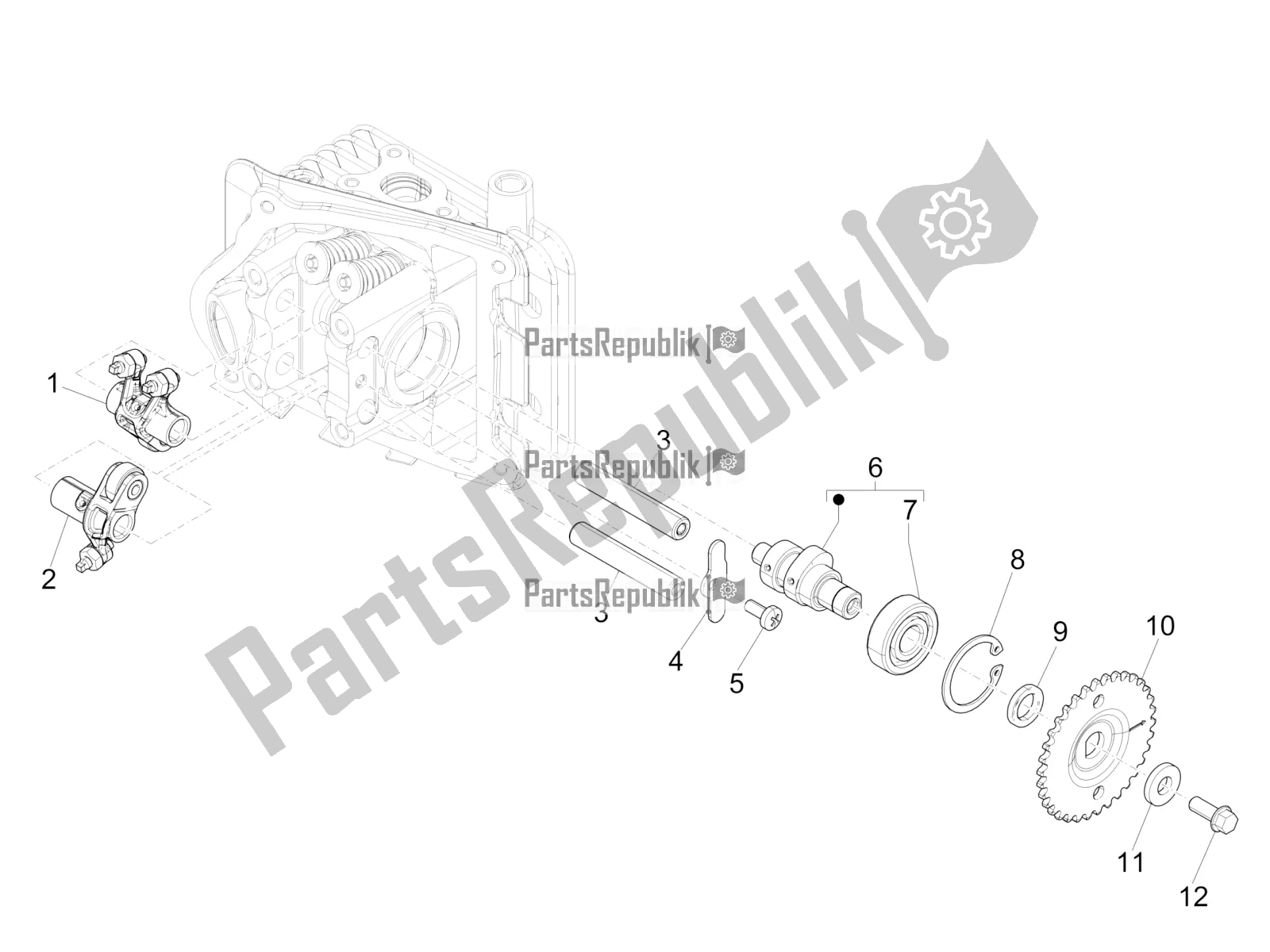 Toutes les pièces pour le Leviers à Bascule Support Unité du Vespa Sprint 50 4T 3V E4 2020