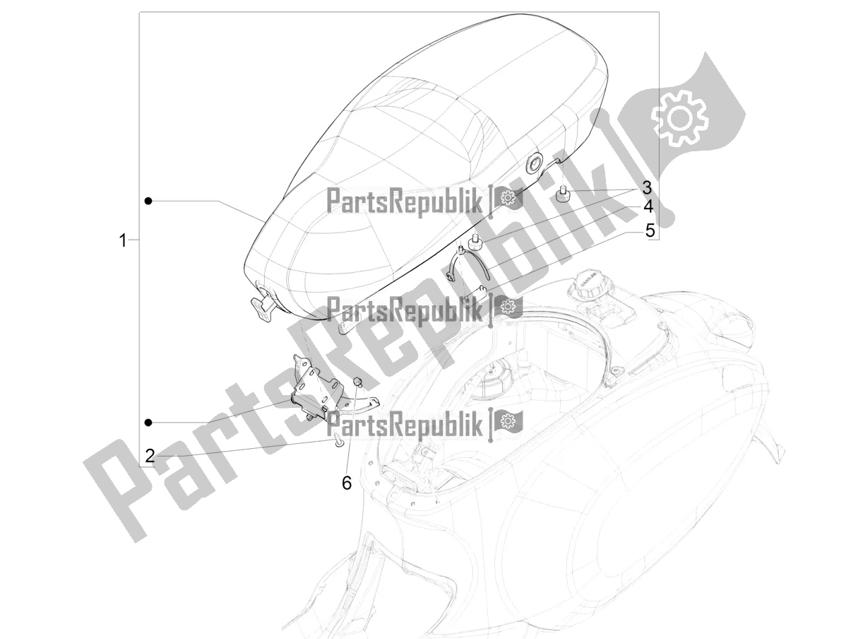 All parts for the Saddle/seats of the Vespa Sprint 50 4T 3V E4 2020