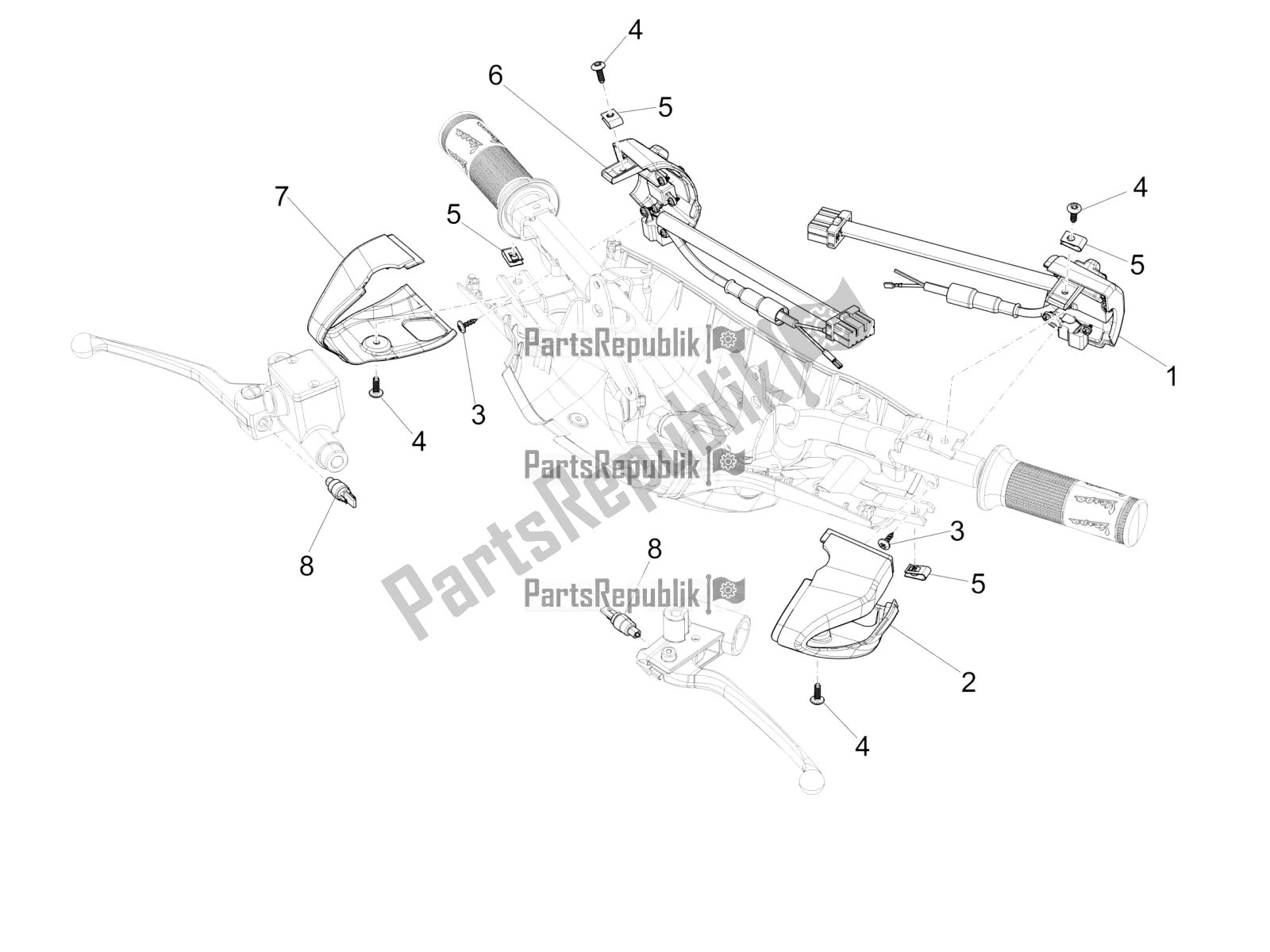 Todas as partes de Seletores - Interruptores - Botões do Vespa Sprint 50 4T 3V E4 2020