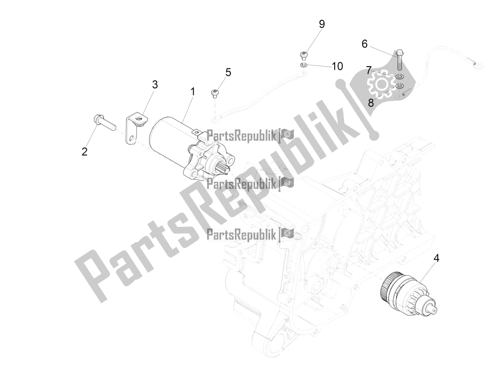 All parts for the Stater - Electric Starter of the Vespa Sprint 50 4T 3V E4 2020