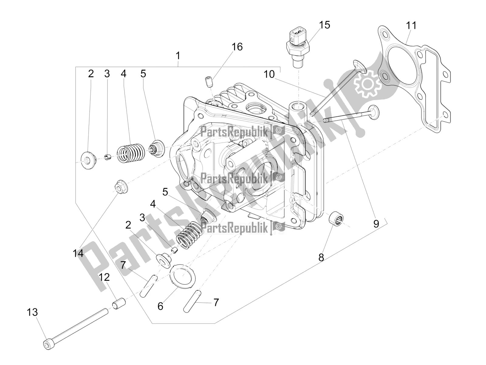 All parts for the Cylinder Head Unit - Valve of the Vespa Sprint 50 4 T/3V E4 USA 2020
