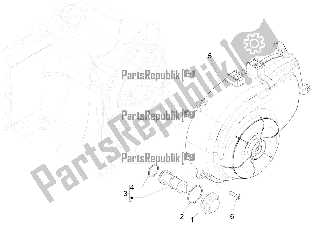 Alle onderdelen voor de Vliegwiel Magneto Deksel - Oliefilter van de Vespa Sprint 50 4 T/3V E4 USA 2020