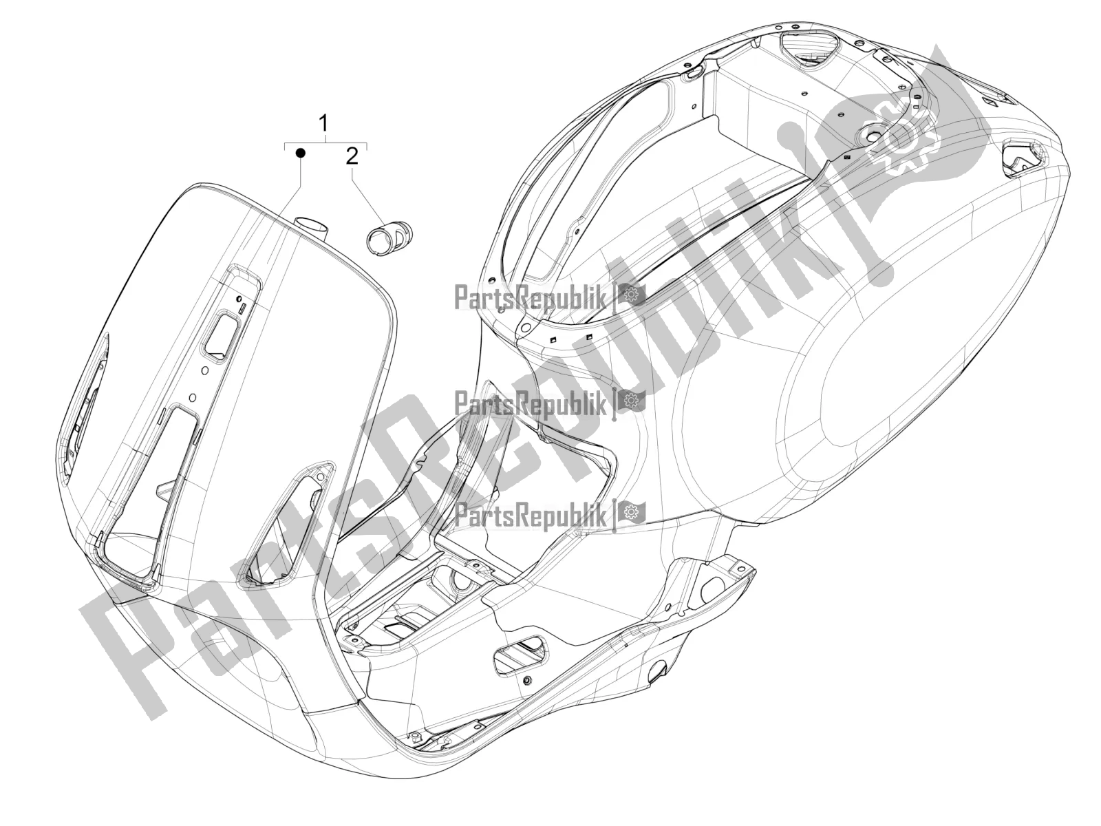 Tutte le parti per il Telaio / Carrozzeria del Vespa Sprint 50 4 T/3V E4 USA 2020