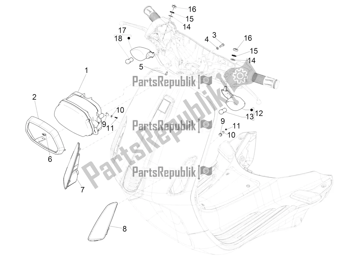 Toutes les pièces pour le Phares Avant - Clignotants du Vespa Sprint 50 4 T/3V E4 USA 2020