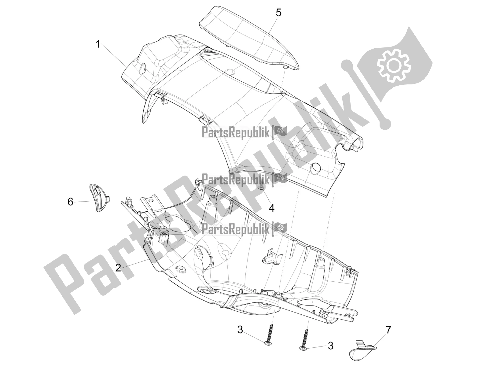 Todas as partes de Coberturas De Guidão do Vespa Sprint 50 4 T/3V E4 USA 2020