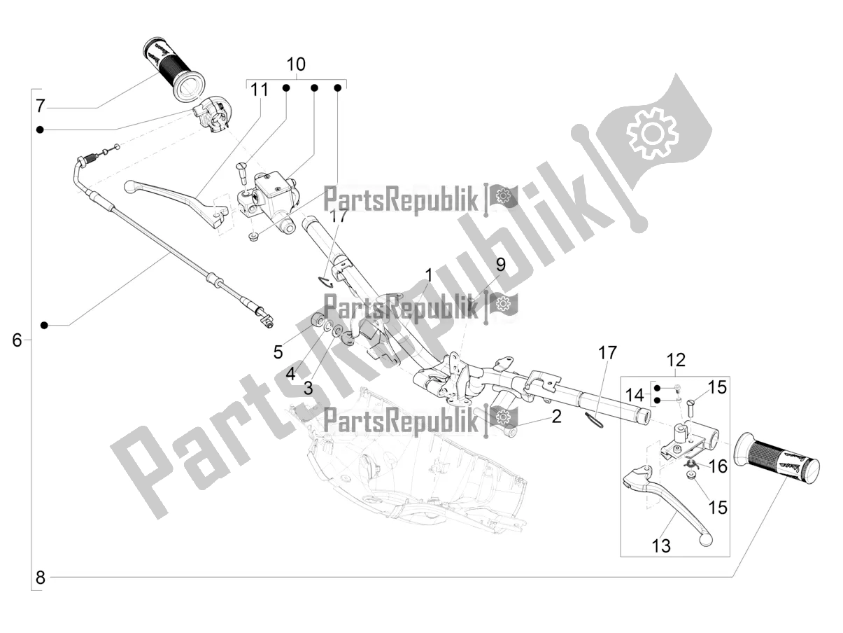 Todas as partes de Guiador - Master Cil. Do Vespa Sprint 50 4 T/3V E4 USA 2020