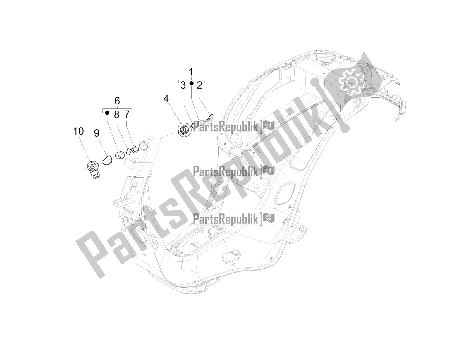 All parts for the Locks of the Vespa Sprint 50 4 T/3V E4 USA 2020