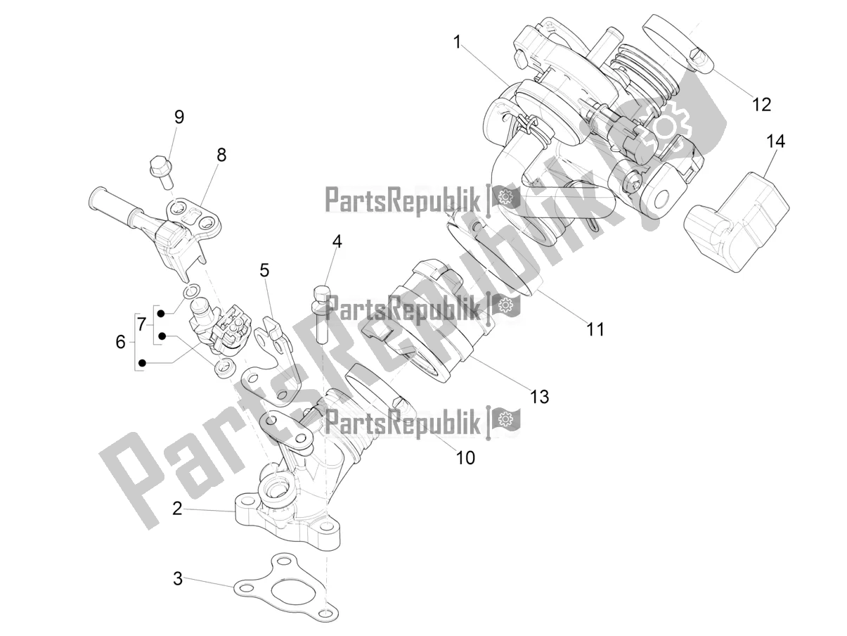 Alle onderdelen voor de Throttle Body - Injector - Induction Joint van de Vespa Sprint 50 4 T/3V E4 USA 2020