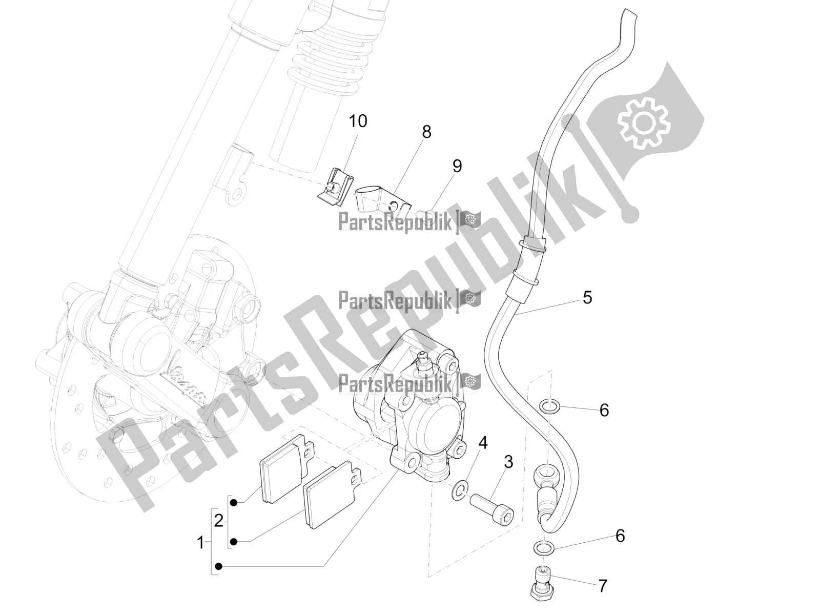 All parts for the Brakes Pipes - Calipers of the Vespa Sprint 50 4 T/3V E4 USA 2021