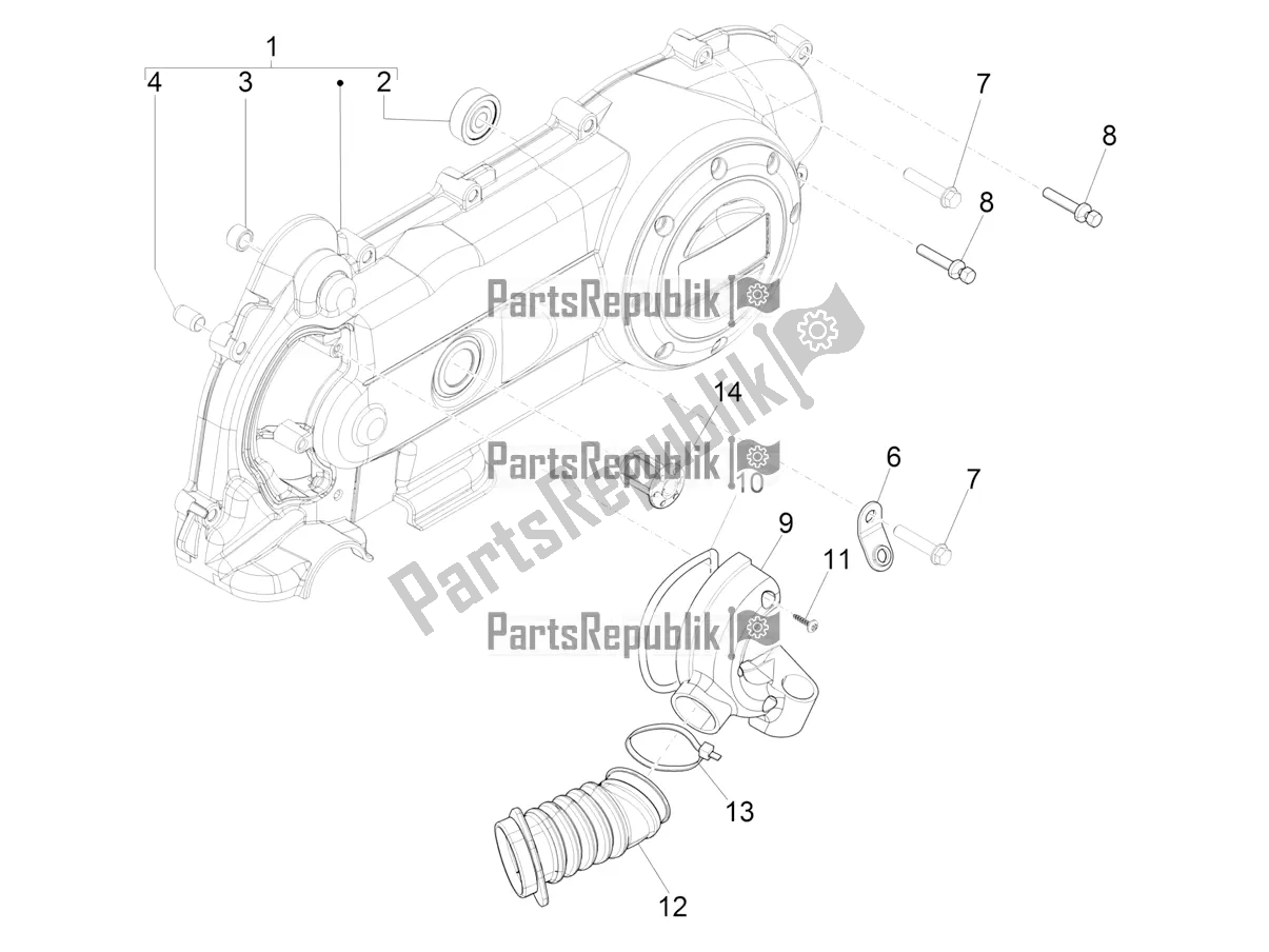 All parts for the Crankcase Cover - Crankcase Cooling of the Vespa Sprint 50 4 T/3V E4 USA 2021
