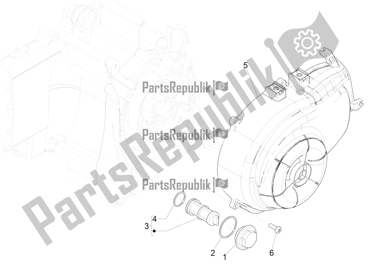 All parts for the Flywheel Magneto Cover - Oil Filter of the Vespa Sprint 50 4 T/3V E4 USA 2021