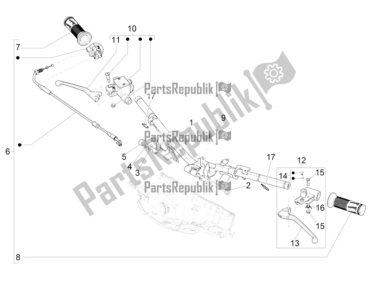 Tutte le parti per il Manubrio - Master Cil. Del Vespa Sprint 50 4 T/3V E4 USA 2021
