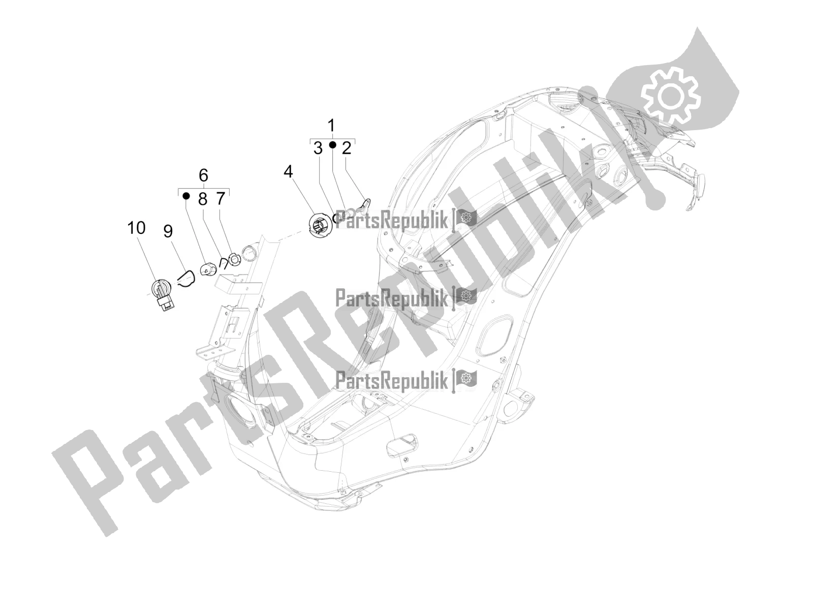 Todas las partes para Cerraduras de Vespa Sprint 50 4 T/3V E4 USA 2021