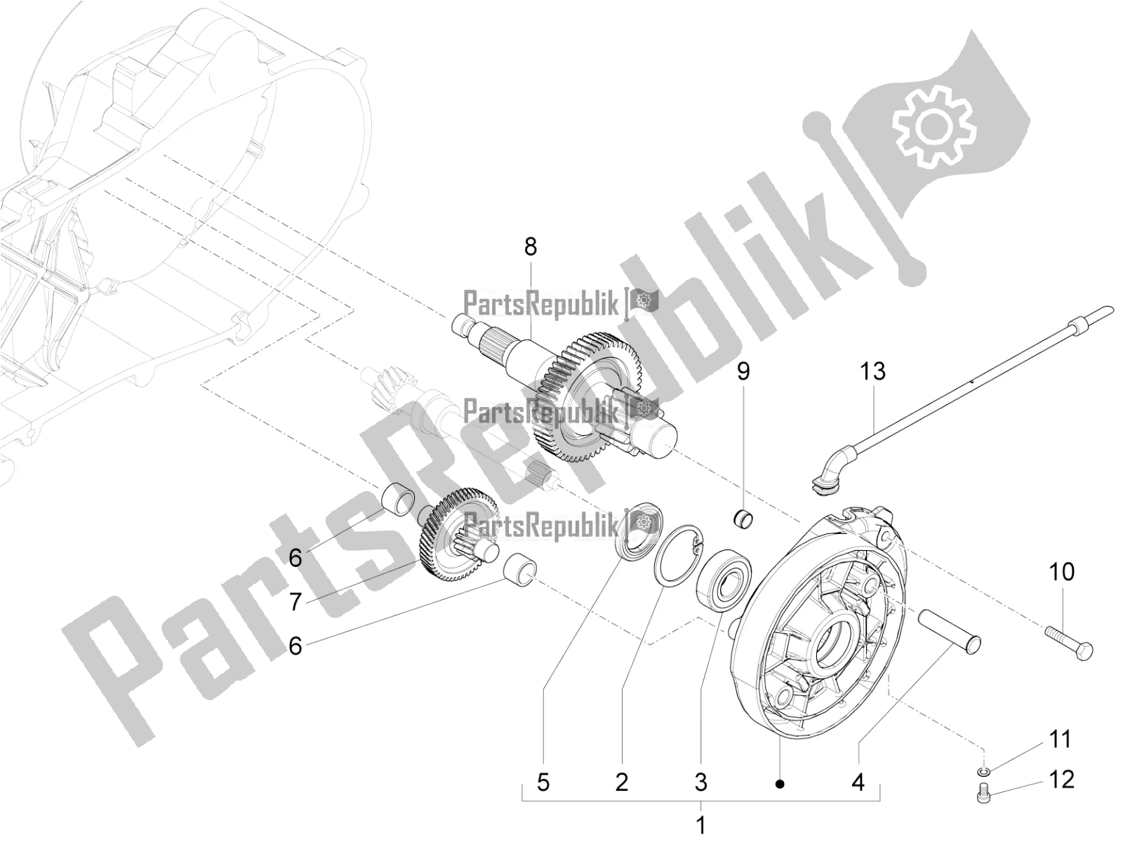 Todas las partes para Unidad De Reducción de Vespa Sprint 50 4 T/3V E4 USA 2021