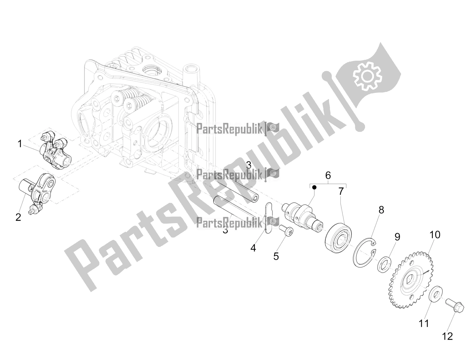 Todas las partes para Unidad De Soporte De Palancas Oscilantes de Vespa Sprint 50 4 T/3V E4 USA 2021