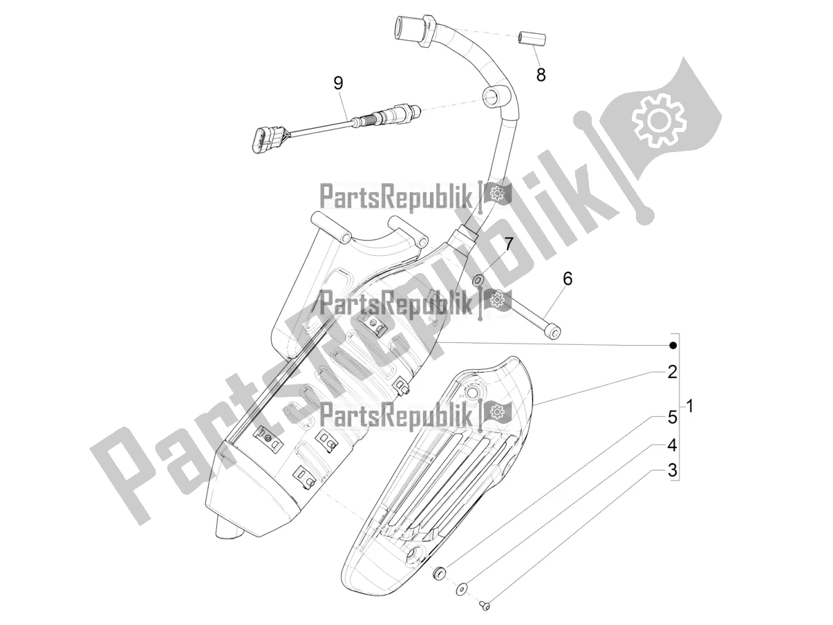 All parts for the Silencer of the Vespa Sprint 50 4 T/3V E4 USA 2021