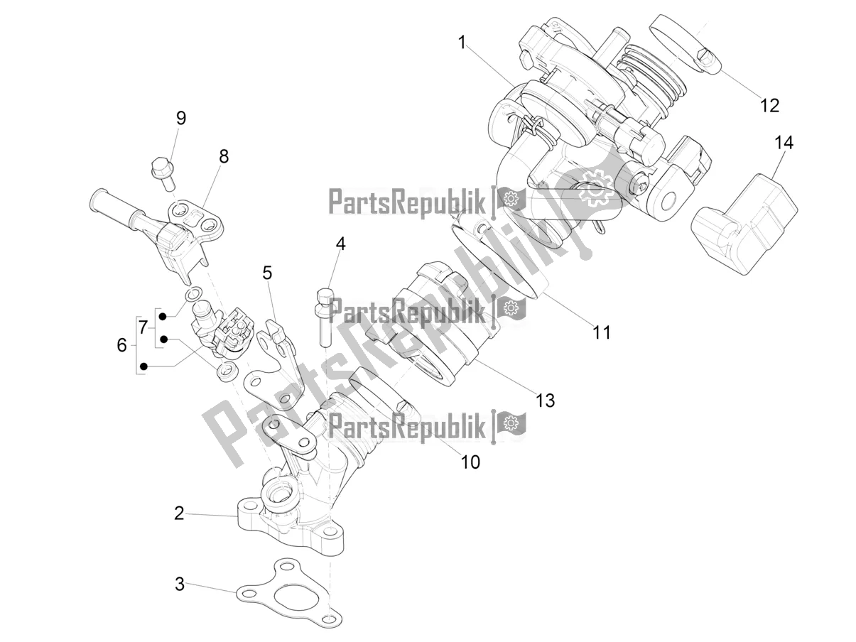 Toutes les pièces pour le Throttle Body - Injector - Induction Joint du Vespa Sprint 50 4 T/3V E4 USA 2021