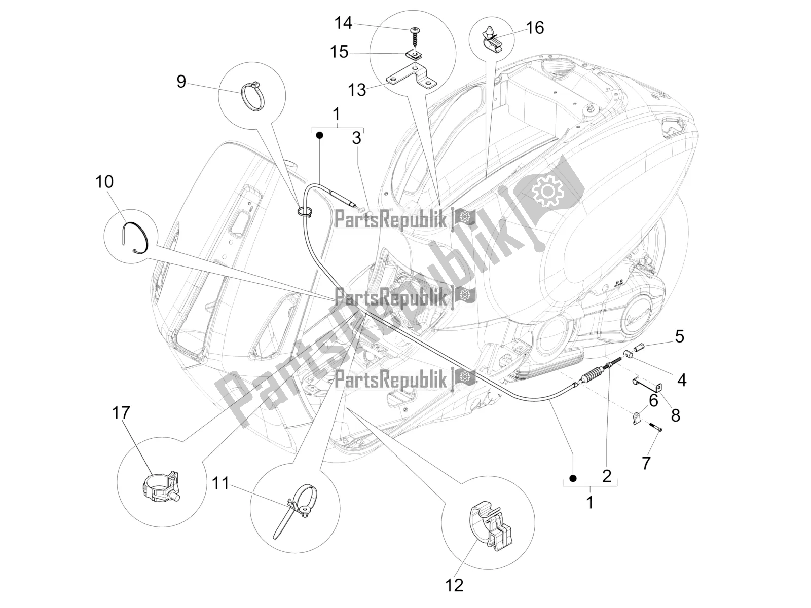 All parts for the Transmissions of the Vespa Sprint 50 4 T/3V E4 USA 2021