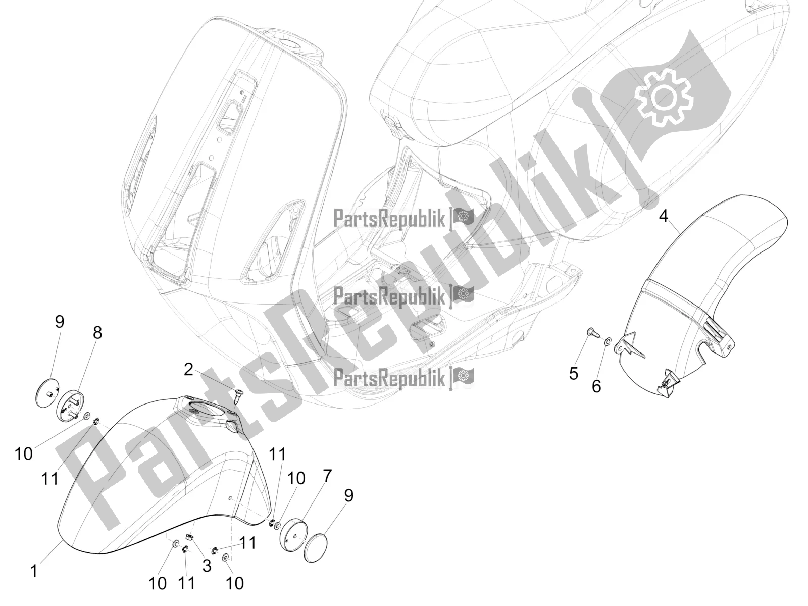 Wszystkie części do Nadkola - B? Otnik Vespa Sprint 50 4 T/3V E4 USA 2021