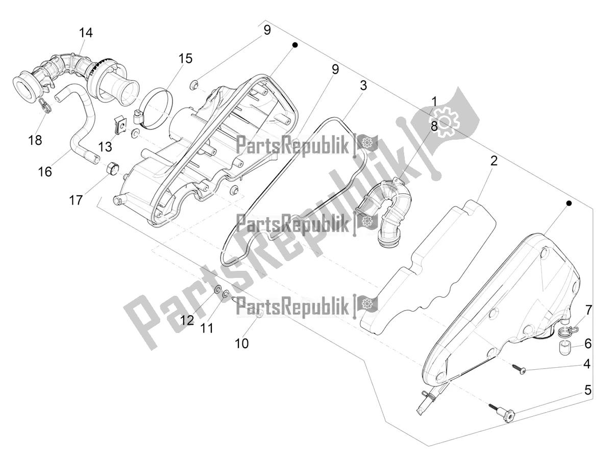 Todas as partes de Filtro De Ar do Vespa Sprint 50 4 T/3V E4 USA 2022
