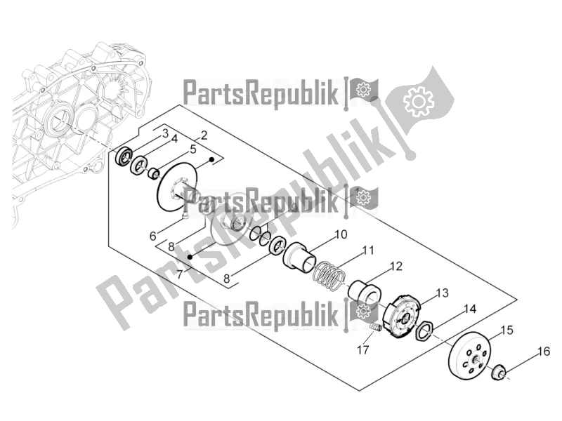 Todas as partes de Polia Conduzida do Vespa Sprint 50 4 T/3V E4 USA 2022
