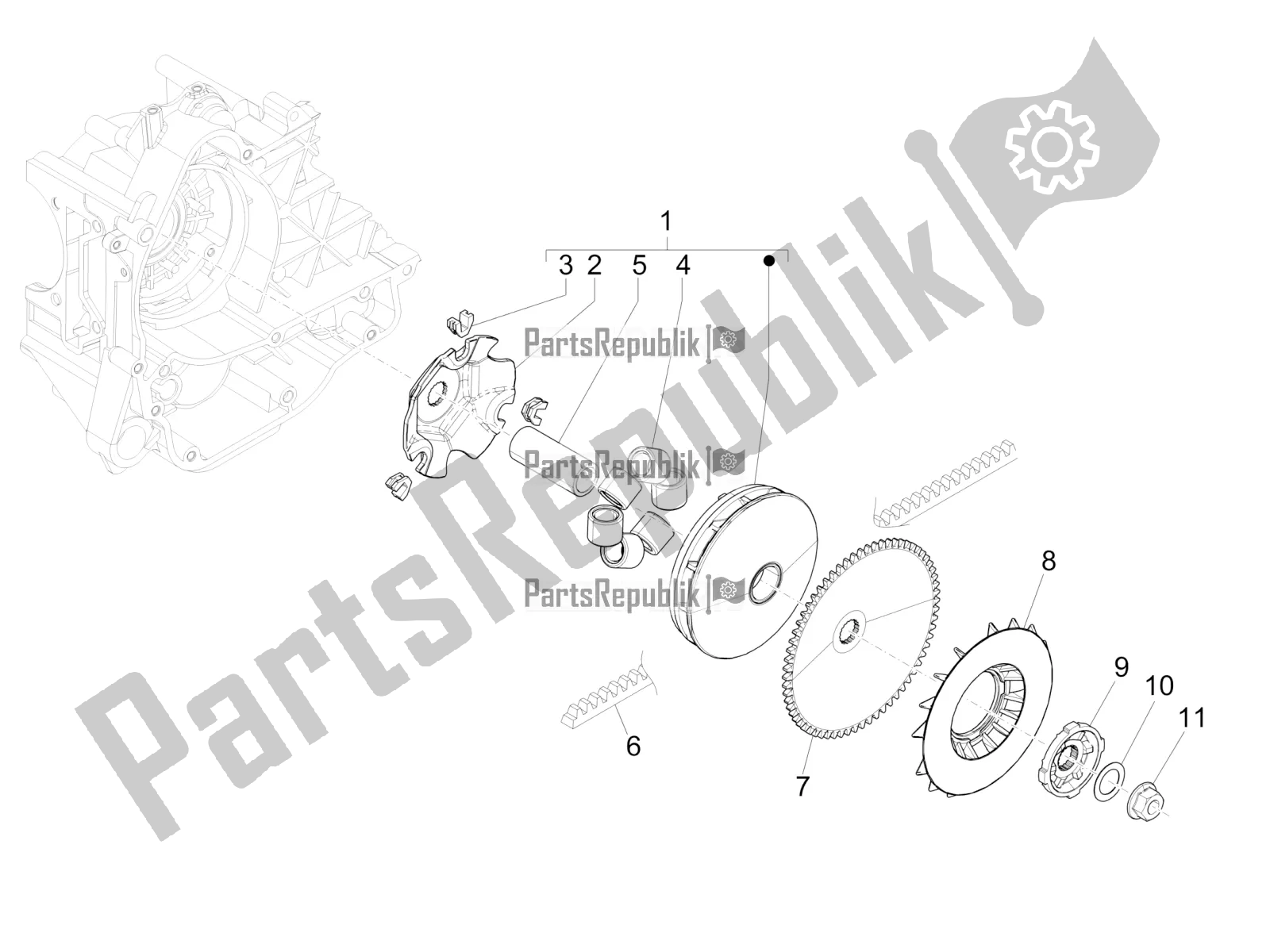 Toutes les pièces pour le Poulie Motrice du Vespa Sprint 50 4 T/3V E4 USA 2022
