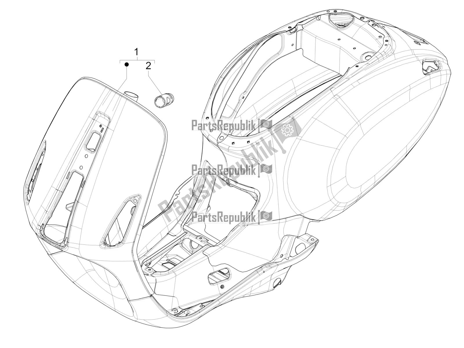 Tutte le parti per il Telaio / Carrozzeria del Vespa Sprint 50 4 T/3V E4 USA 2022