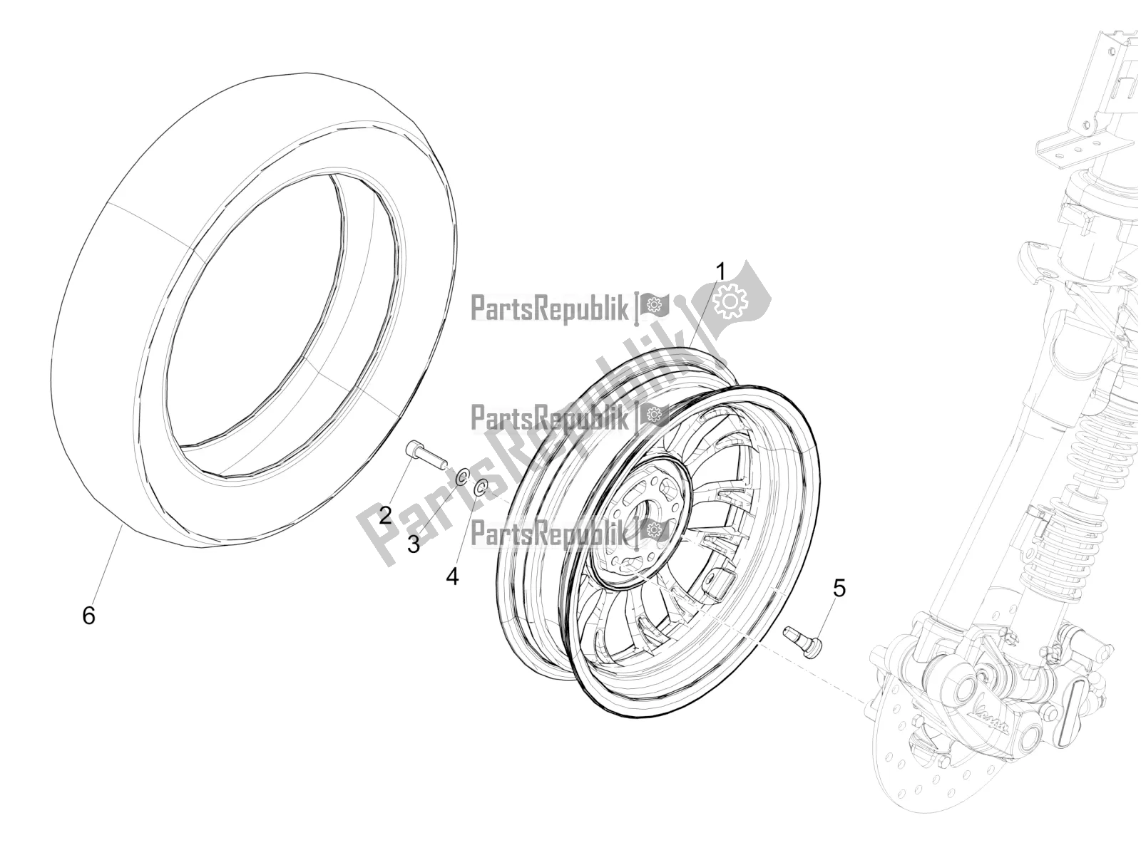 Toutes les pièces pour le Roue Avant du Vespa Sprint 50 4 T/3V E4 USA 2022