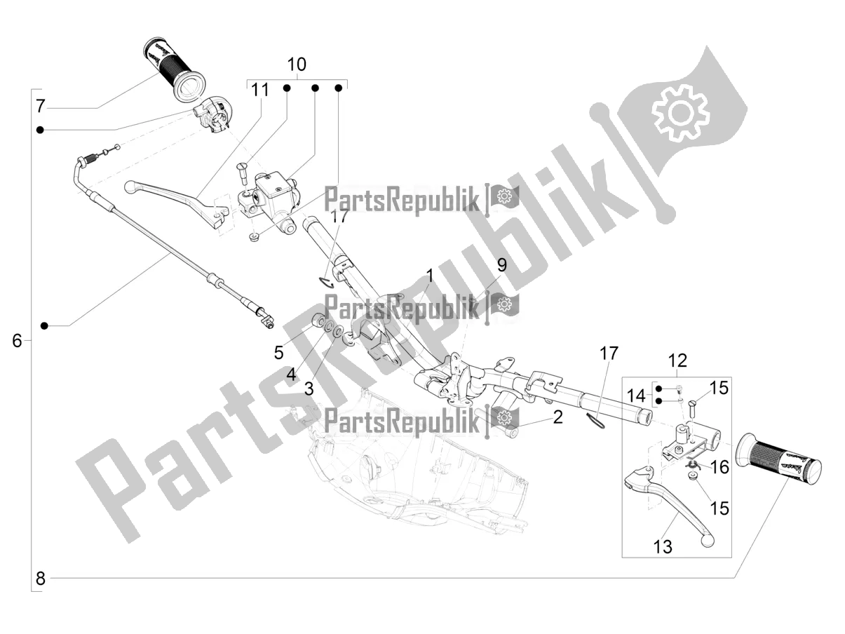 Todas as partes de Guiador - Master Cil. Do Vespa Sprint 50 4 T/3V E4 USA 2022