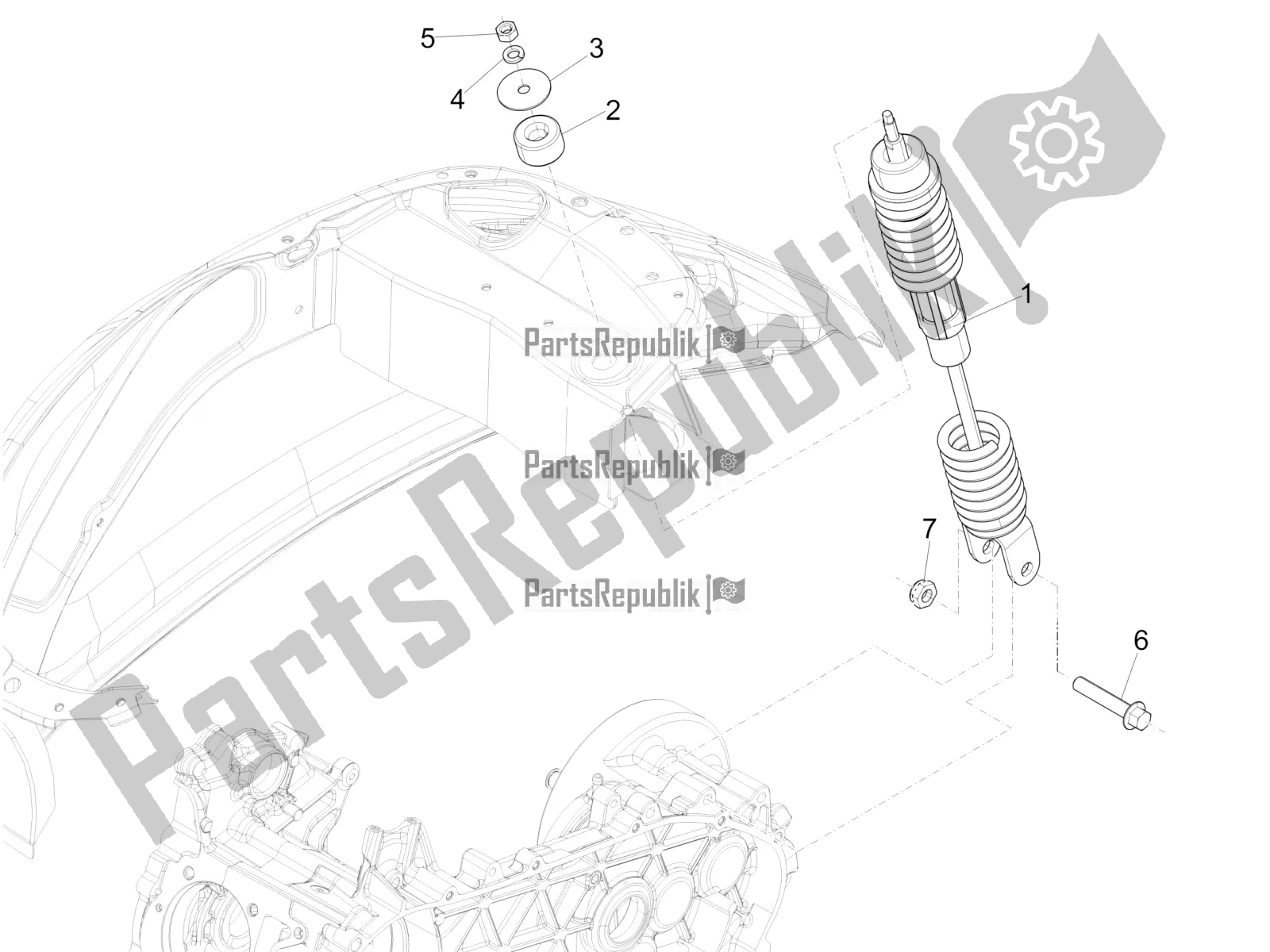 Toutes les pièces pour le Suspension Arrière - Amortisseur / S du Vespa Sprint 50 4 T/3V E4 USA 2022