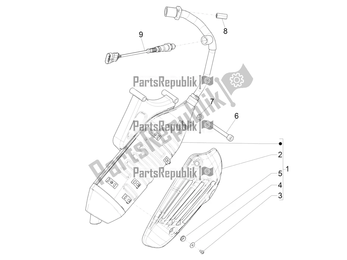 All parts for the Silencer of the Vespa Sprint 50 4 T/3V E4 USA 2022