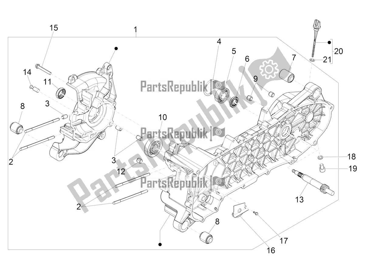 Toutes les pièces pour le Carter du Vespa Sprint 50 4T 3V E5 2020