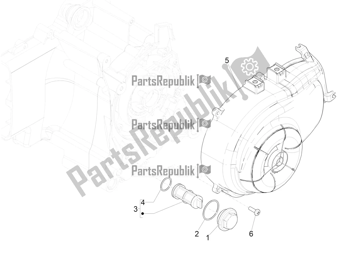 Tutte le parti per il Coperchio Magnete Volano - Filtro Olio del Vespa Sprint 50 4T 3V E5 2020